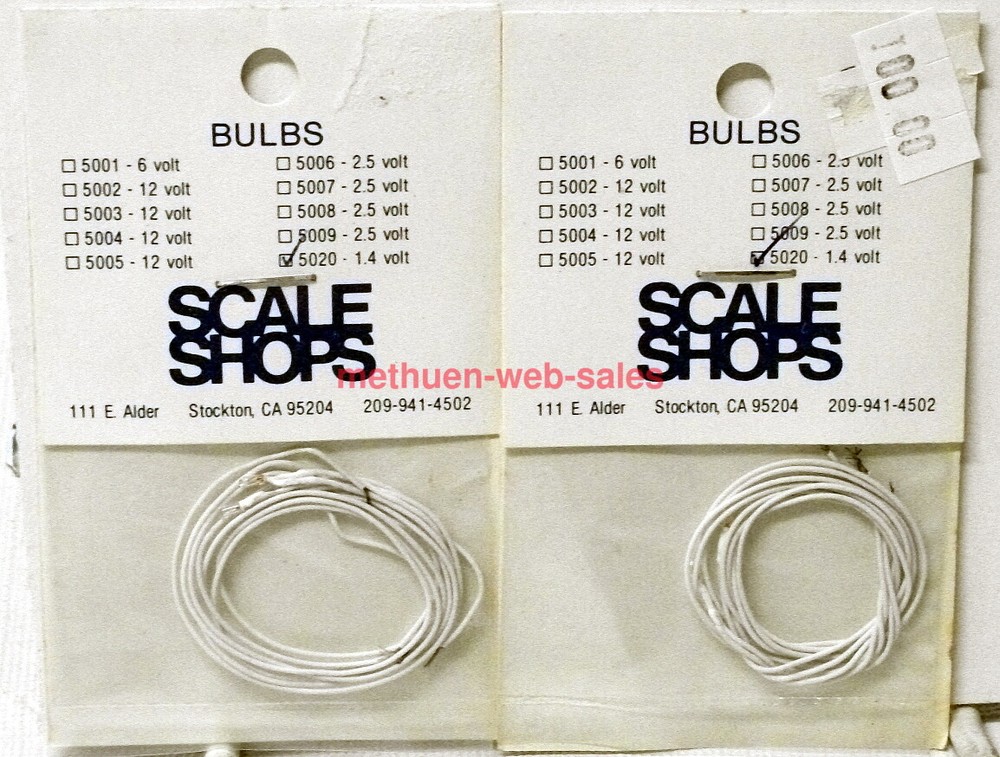 Scale Shops #5020~1.4V Bulbs~Tiny~Clear~2 Per Pack~ X 2 Packs~NOS~