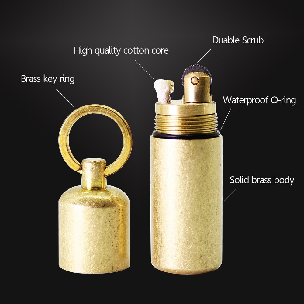 PPFISH Mini Brass Lighter - EDC Peanut Keychain - Waterproof Fire...