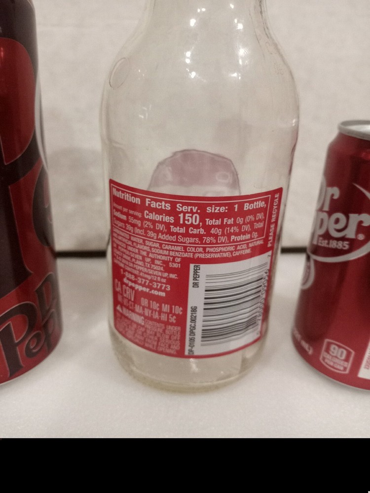 3x EMPTY Dr Pepper 16oz + 7.5oz Cans & 12oz Bottle