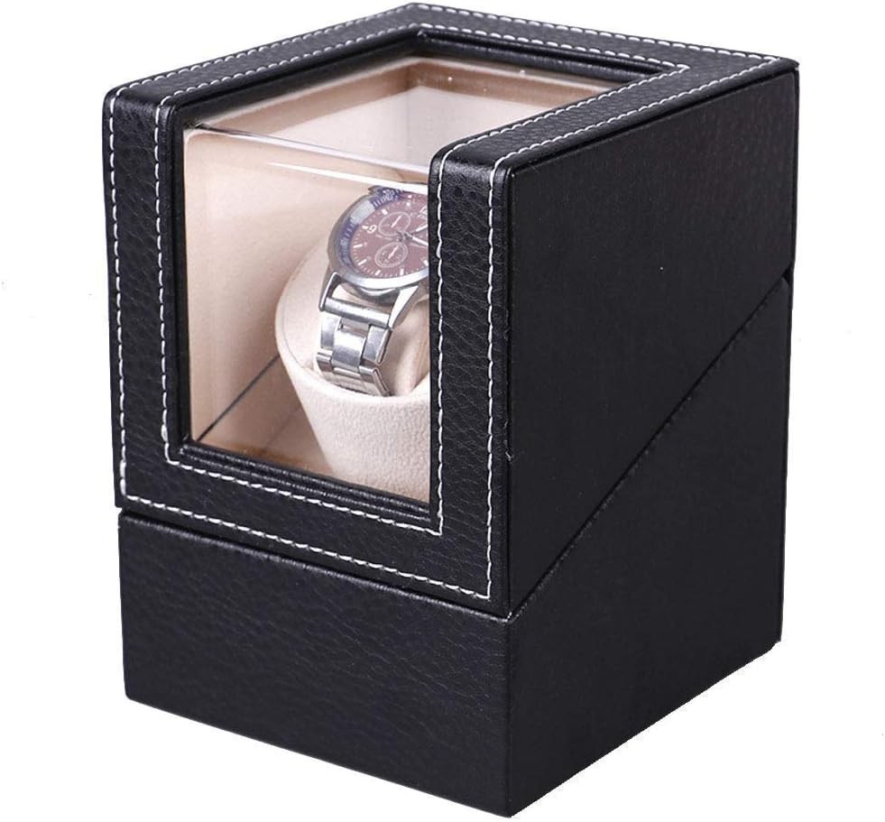 Automatic Rotation Single Watch Winder Box Leather Storage Display Case Box Gift