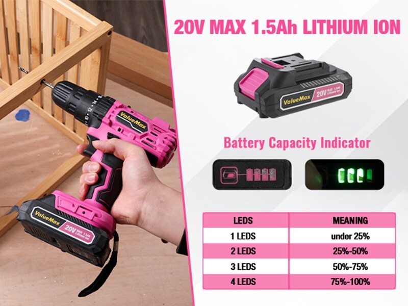 ValueMax Cordless Drill Driver Set Magnetic w/Keyless Chuck 18+1 Torque Settings