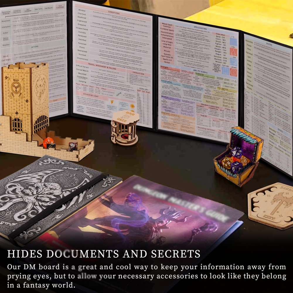 Dungeon Master Screen Four-Panel DM Screen Dungeons and Dragon Pathfinder D&D