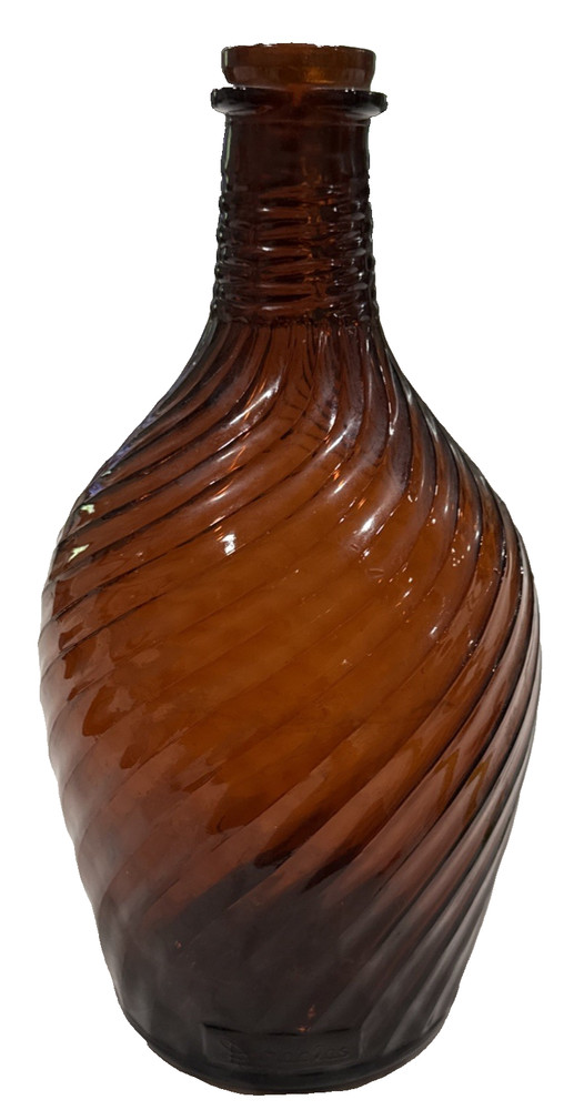 Vintage Large Duraglass Amber Bottle Swirl Pattern Rustic Primitive Decor