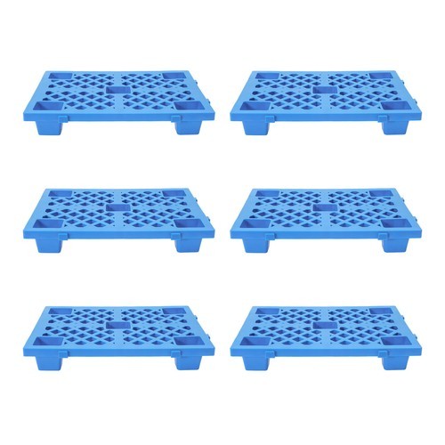 6-Piece Interlocking Plastic Pallets for Efficient Storage in Warehouses
