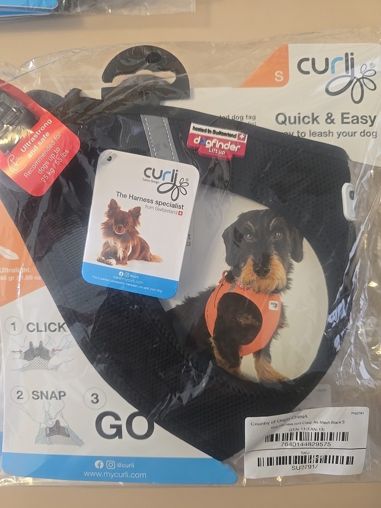 Curli Vest Air Mesh Harness Black Small