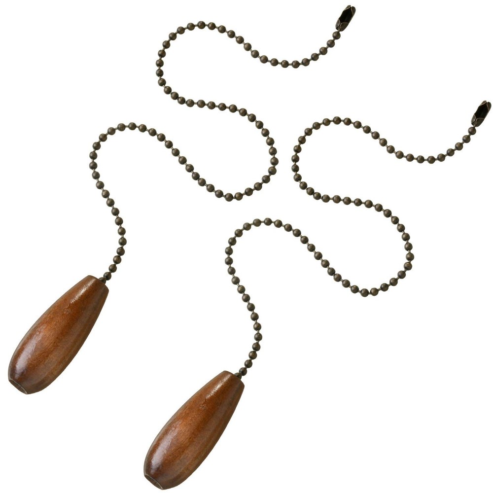 4 Pieces Ceiling Fan Chain Pulls Extender Wooden Pull Walnut Color