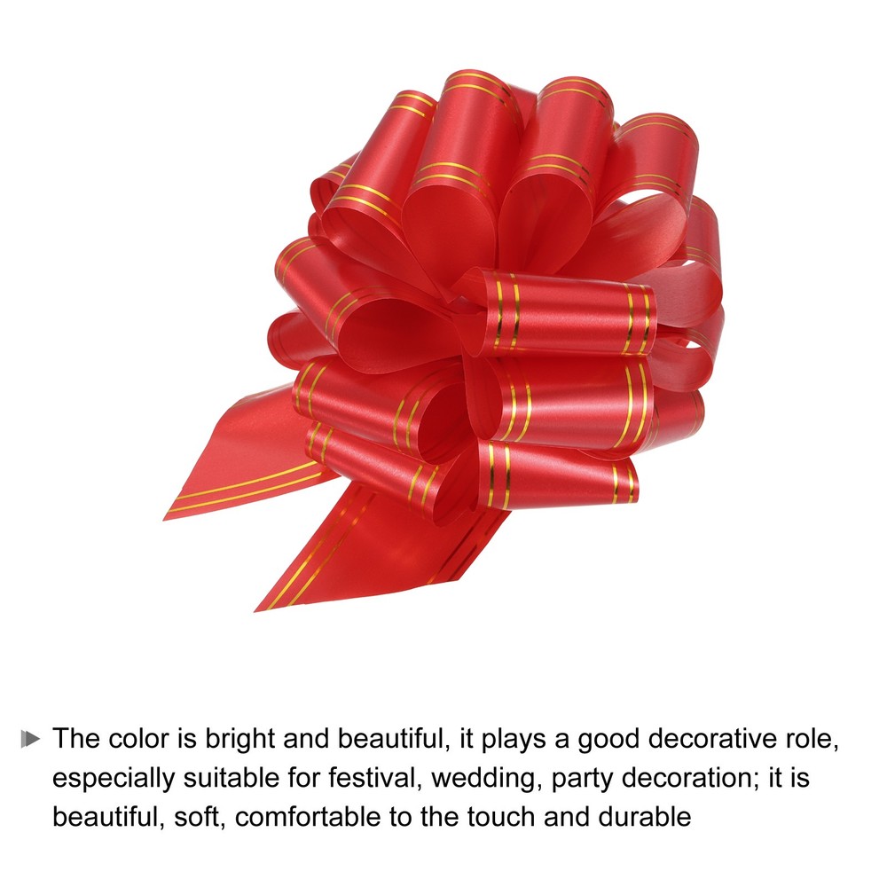 5pcs 8" Large Pull Bow Metallic Red Gift Wrapping Bows with Gold Edge