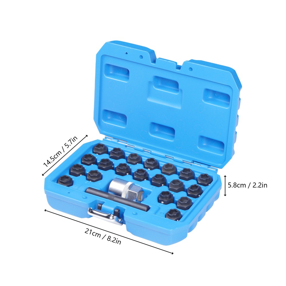 22pcs For BMW MASTER LOCKING WHEEL Anti-Theft NUT KEY SET REMOVAL LOCK Socket