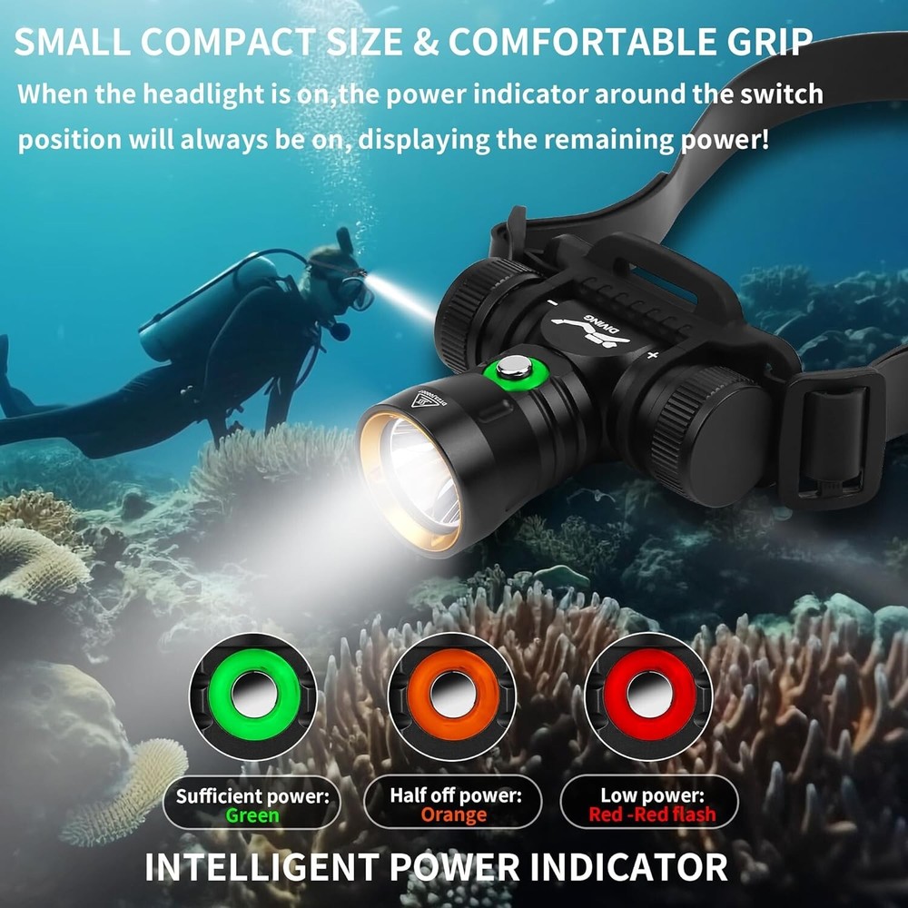 Scuba Dive Light, Diving Flashlight Headlamp, Super Bright 5000 Lumen Dive Flash