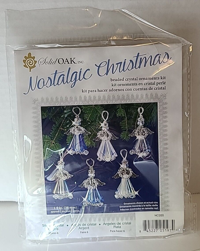 Nostalgic Christmas Beaded Crystal Ornament Kit Crystal Angels Silver solid oak