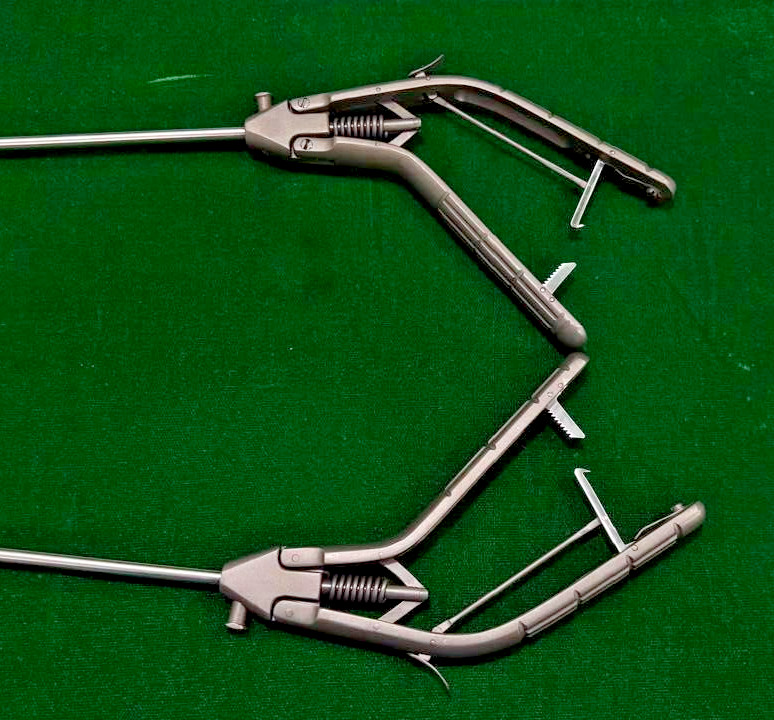2pc Laparoscopic Needle Holder Curved Jaw Right & Left 5mm Reusable Instruments