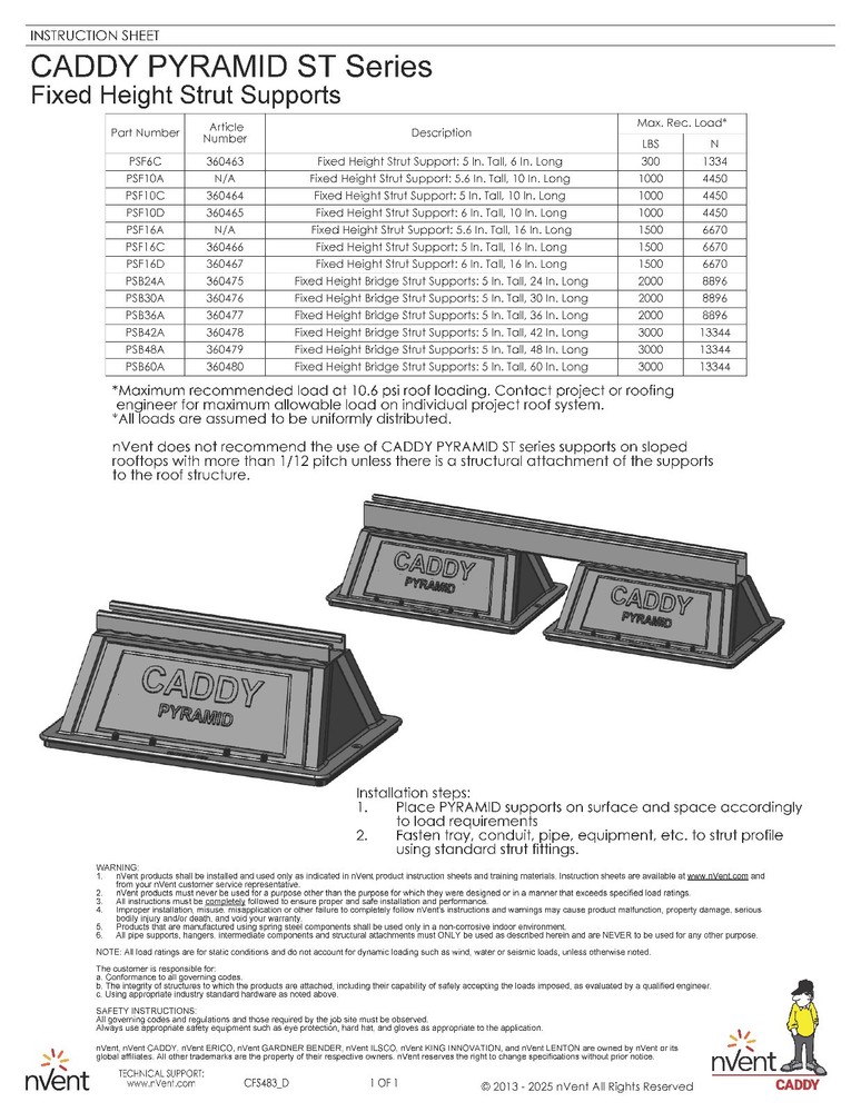 Caddy® nVent 6" Pyramid Strut Support LPSF6C —SHIPS FREE—