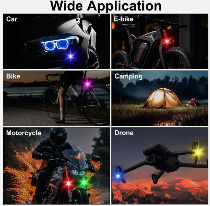 Wireless Rechargeable Strobe LED Lights, Waterproof Remote Control, 8 Colors