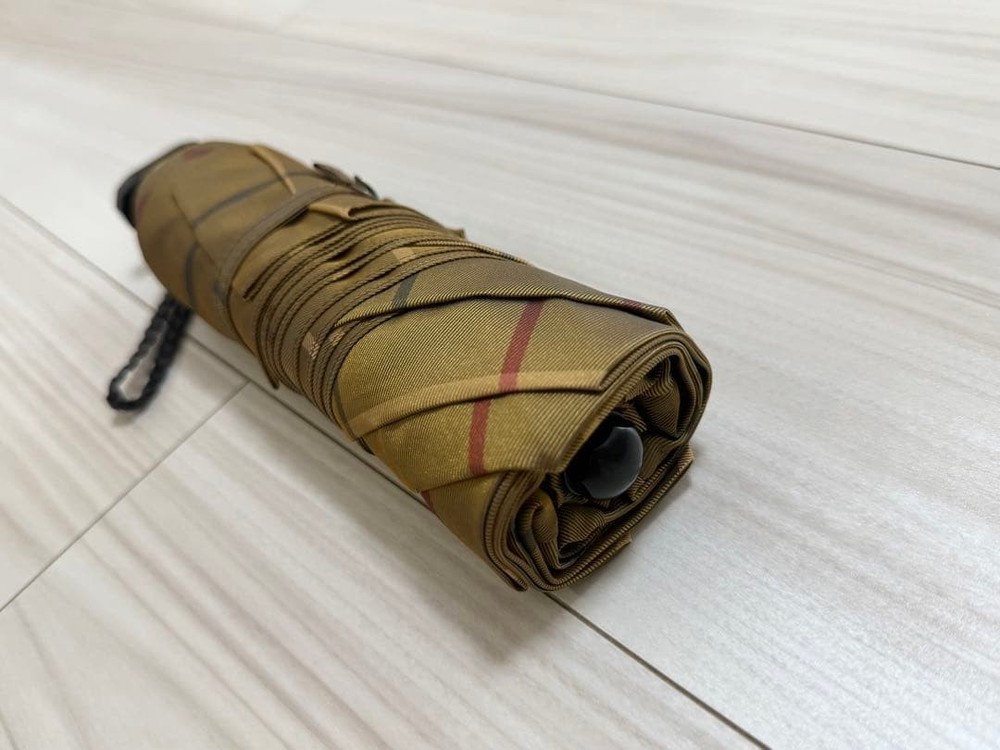 Burberry Folding Umbrella Checked Pattern Compact Ready to Use Authentic