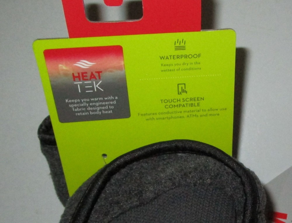 TEK GEAR~SMALL MEDIUM~Men's Dark Coal Heather Microfleece Cuffed Gloves