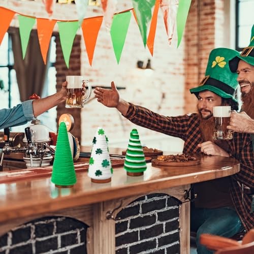 3 Pcs St. Patrick's Day Tree Table Decorations Yarn Wrapped Mini Trees Green