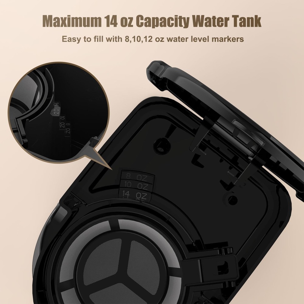 RAINBEAN Single Serve Coffee Maker, Programable Single-Serve 14 Oz, Black