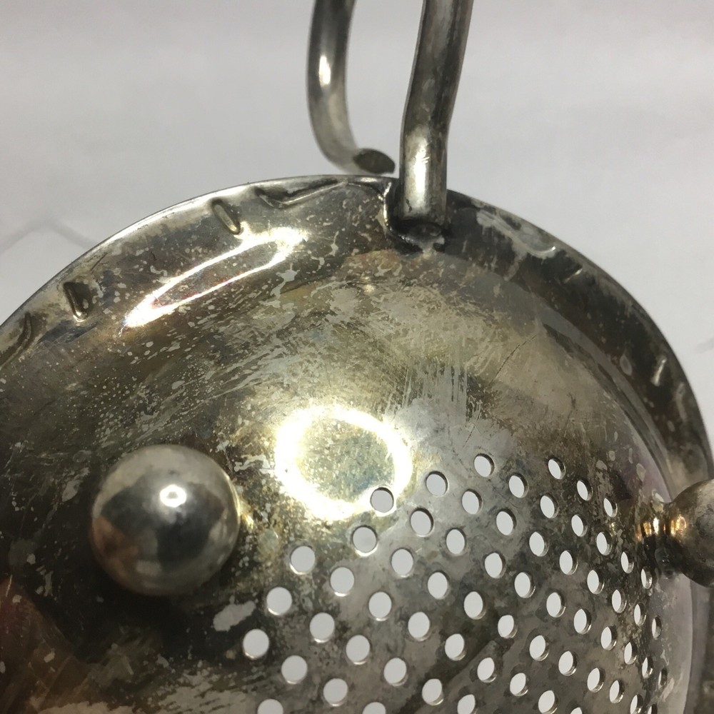Vintage Silver Plated Tea Strainer Footed Unmarked