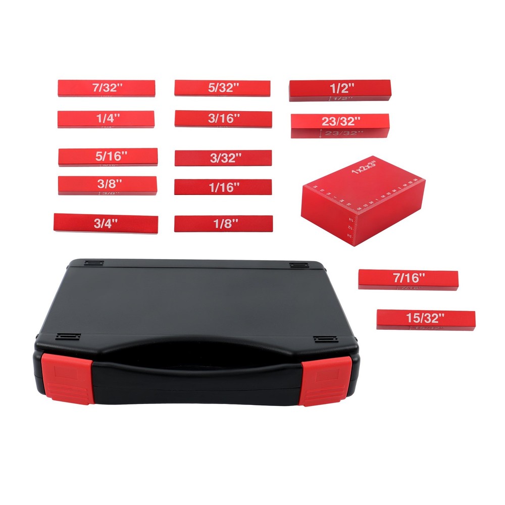 Setup Blocks Woodworking Tools 15-Piece Gauge Block Set with Storage Box