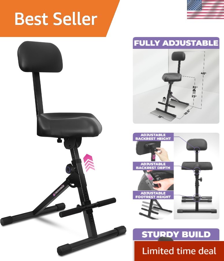 Guitar Stool Adjustable Stool - Standard Musician Drum Throne with Backrest -...