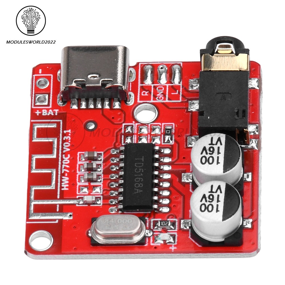 5pcs 3.7-5V Type-c Mini Bluetooth Audio Decoder Board MP3 Audio Receiver Module