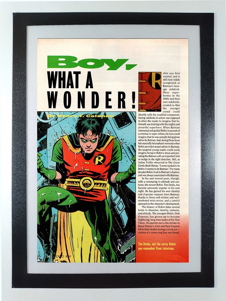 "Boy, What a Wonder!" Robin Article 1993 Batman DC - Wizard Original Framed Page