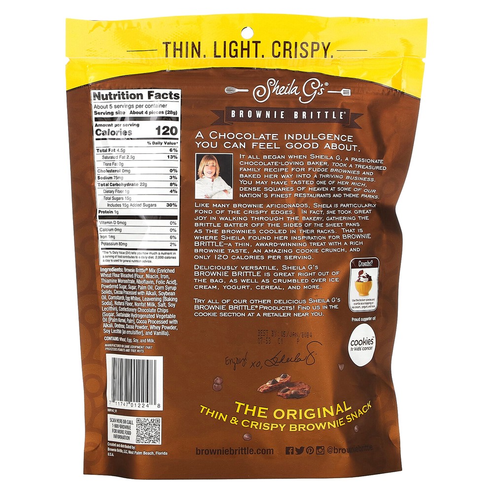 Brownie Brittle, Chocolate Chip, 5 oz (142 g)