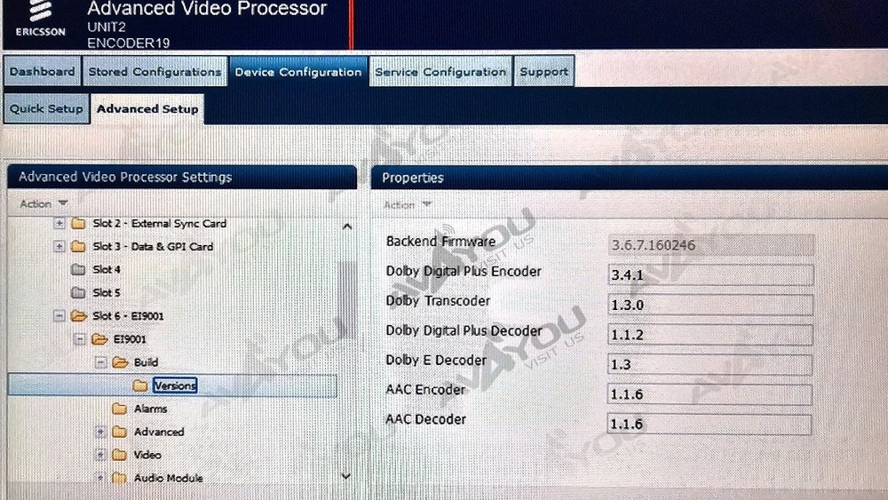 Ericsson AVP-4000 Encoder Modulator HD MPEG4 L- BAND ASI EI9001 AVP