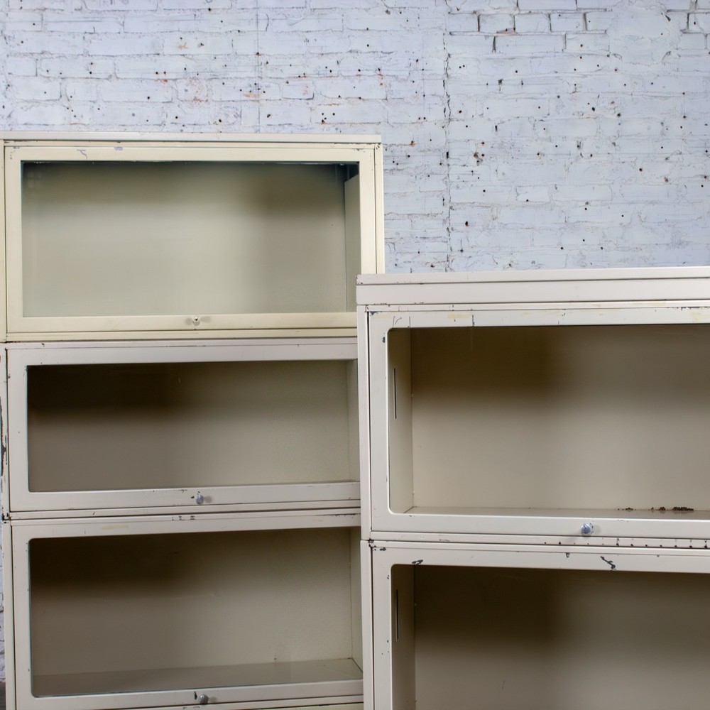 Industrial Rustic Pair Modular Stacking Barrister Bookcase by Globe-Wernicke