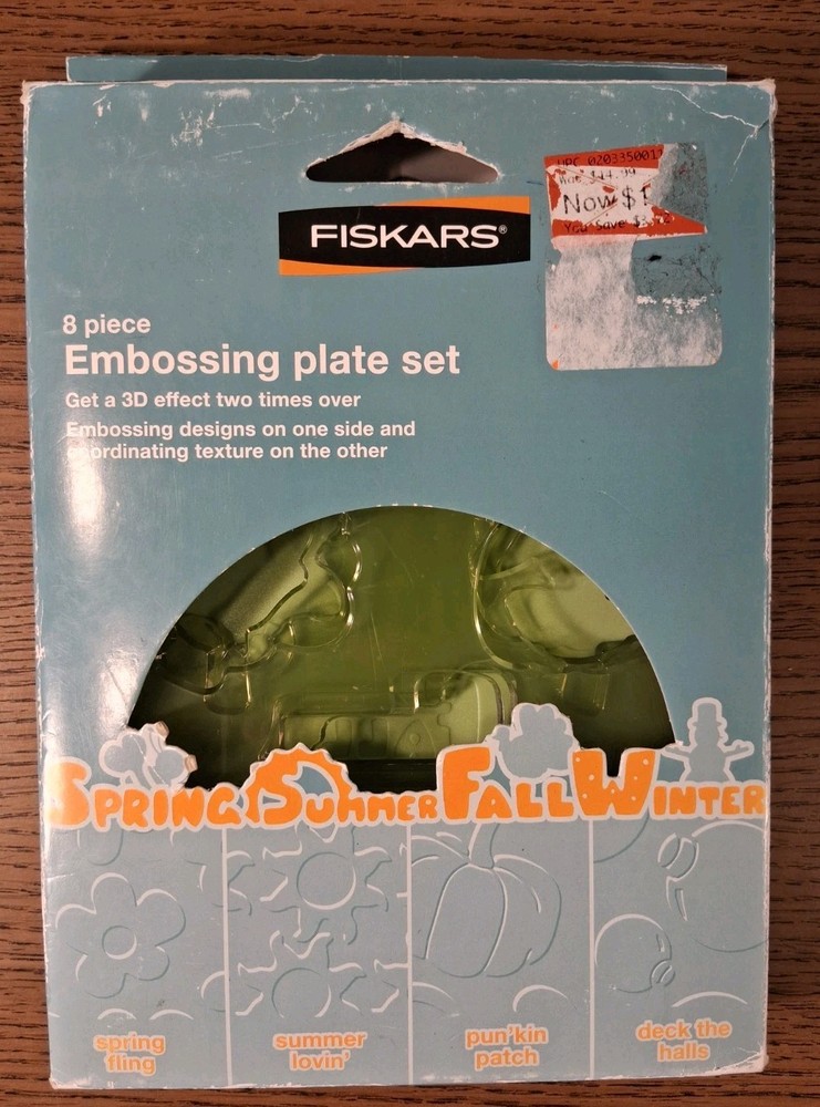 Fiskars 8 Piece Embossing Plate Set ~ Spring Summer Fall Winter 2007 Textures