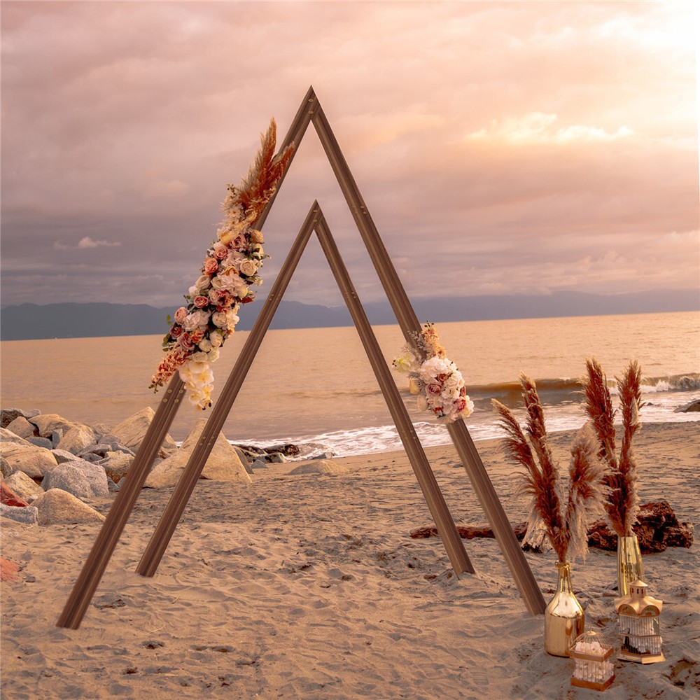 2 Pack Triangle Wooden Wedding Arch Oversized Ceremony Archway Backdrop Frame