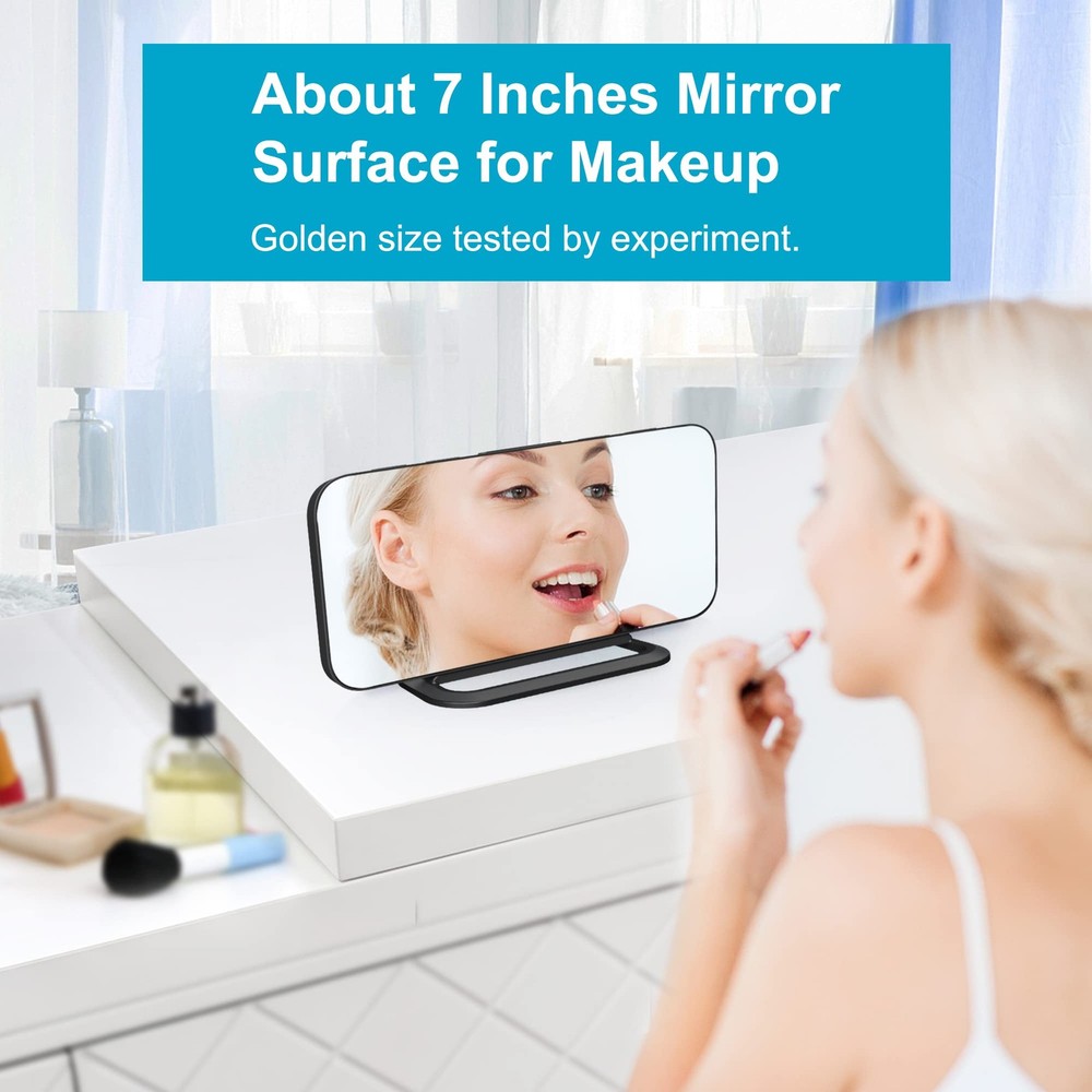 Slim LED Digital Alarm Clock, Mirror Surface for Makeup, with Diming, Large D...