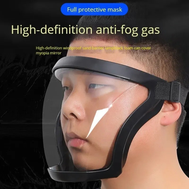 High-Transparency Black Protective Face Shield Dust & Splash Proof Visor Cover