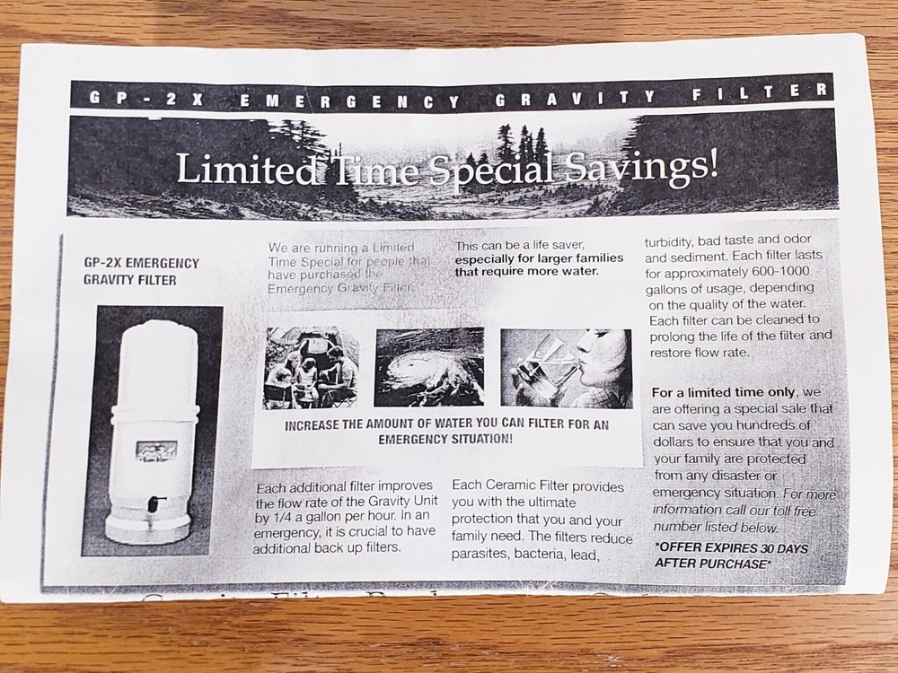 Gary Emergency Gravity Water Filter 3 Gal Camping