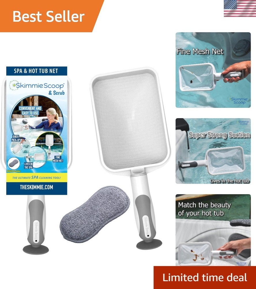 Compact Fine Mesh Pool Skimmer - Efficient Spa Cleaning Tool with Suction Cup