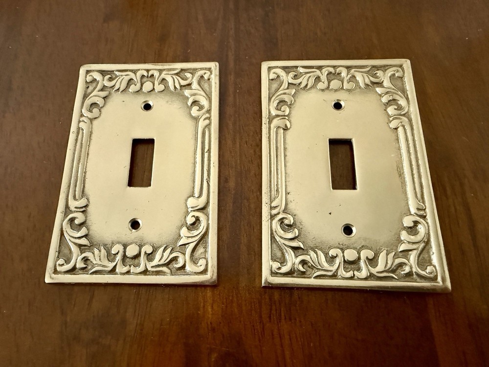 6 Brass Vintage Decorative Light Switch Plates