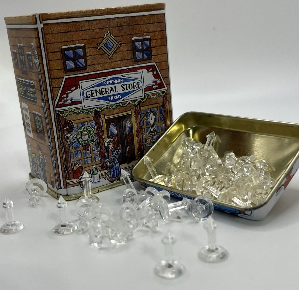• Tin of  PIXIE / EASY BOW MAKER Gift Bow 225 Clear Plastic Center Pins