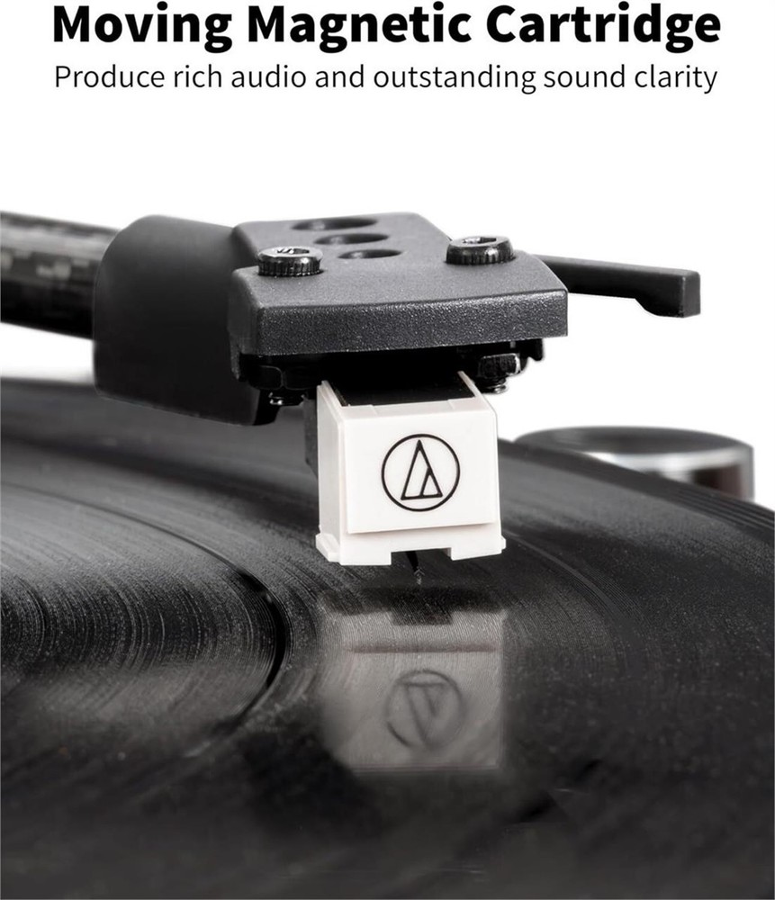 Turntable Vinyl Record Player Support Bluetooth Output Phono/Line Switch Brown