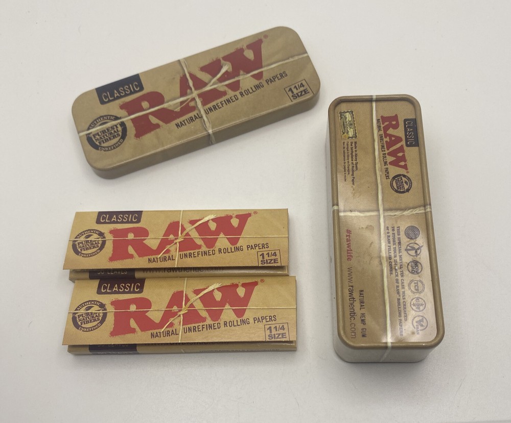 Authentic RAW Classic Cone Caddy Storage Container Rolling Papers w/ 2 RAW 1.25