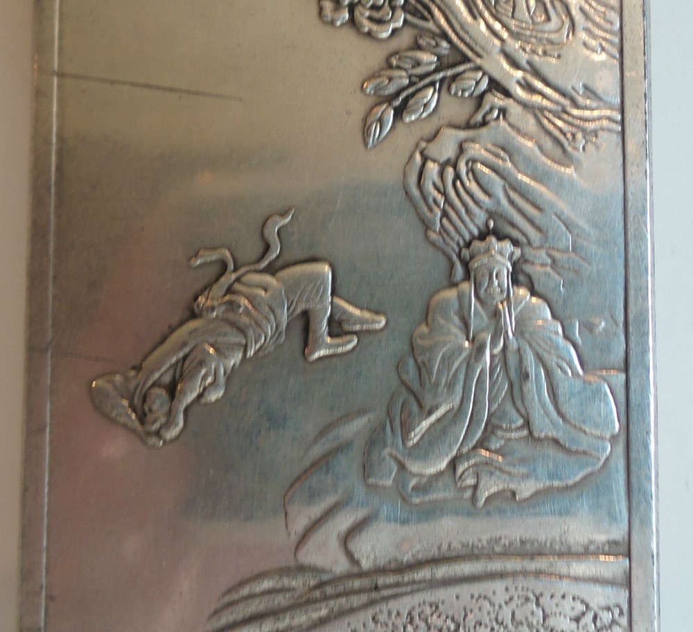 STUNNUNG RARE CHINESE STERLING SILVER MINIATURE SCREEN PANEL, SIGNED
