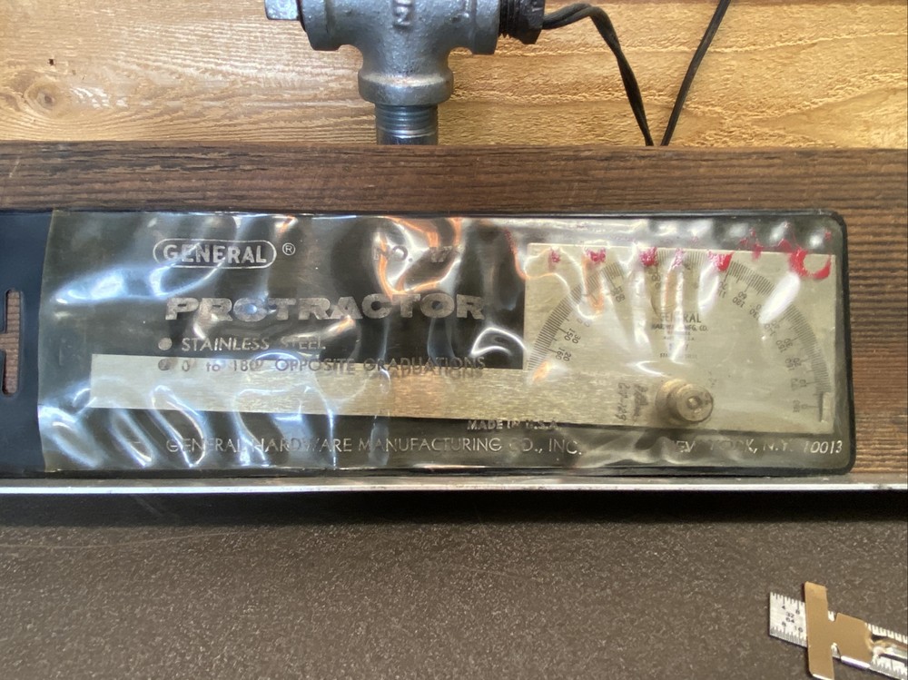 GENERAL HARDWARE MACHINISTS PROTRACTOR , CALIPER, POCKET RULER, 3 PC SET - Nice