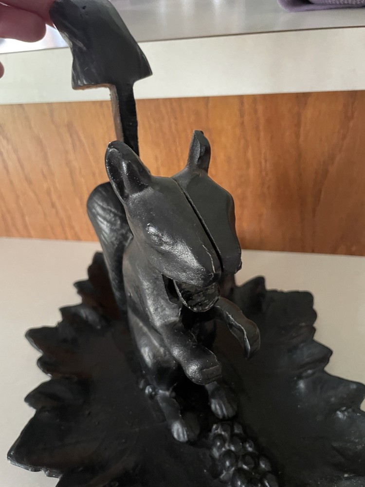 Vintage Cast Iron Squirrel Nut Cracker On Leaf