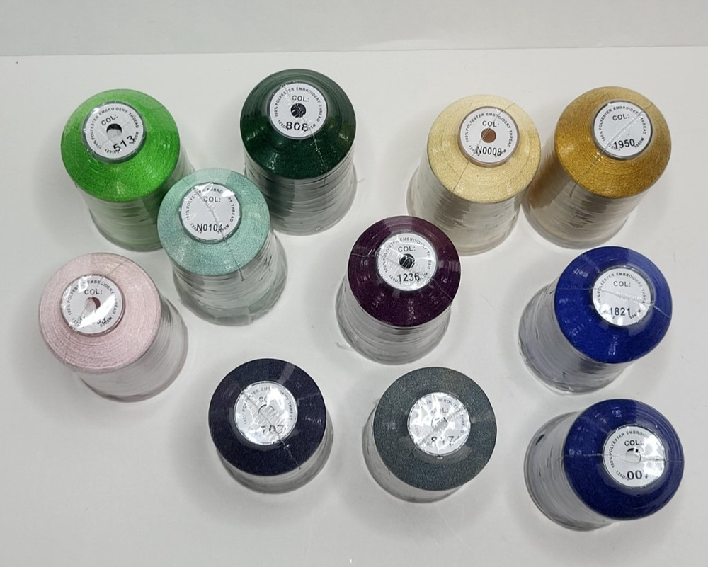 Embroidery Machine Thread Lot of 11 Spools Brothread 100% Polyester 5000M each