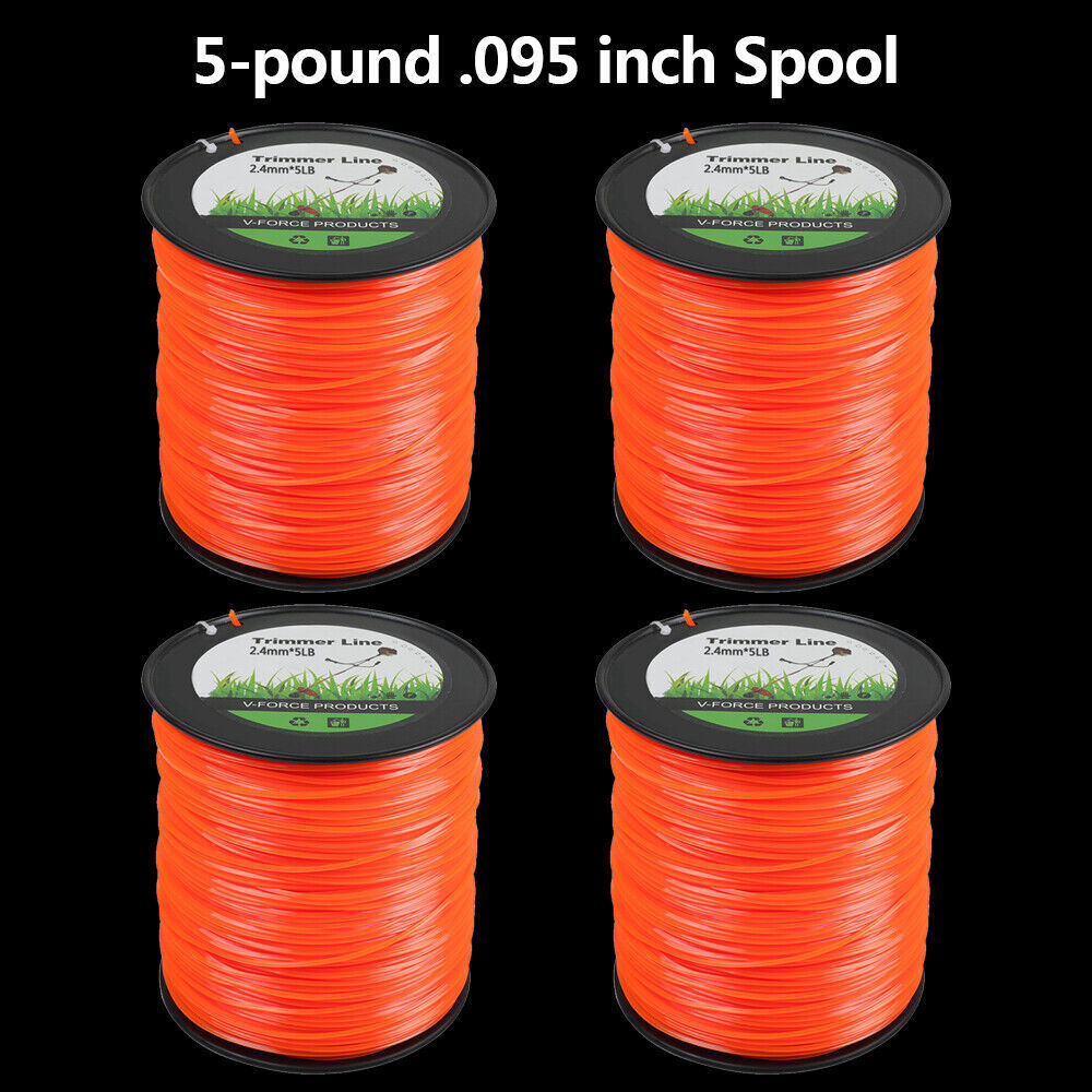 1/2/4 Pack 1300FT 5lb .095 Square String Trimmer Line Nylon Weed Eater Spool