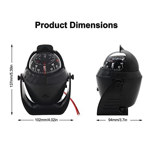 Flush Mount Marine Compass with Light | Pivoting Dashboard Compass for Boat & Ca