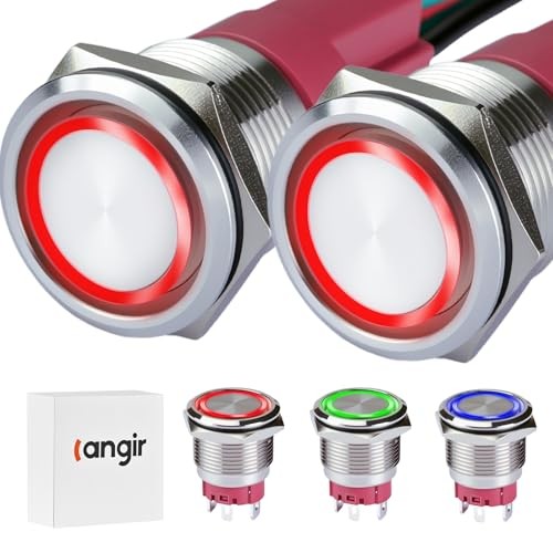 15Amp Push Button Switch，(0.75") 12V-24V Latching Push Button Switch 19mm Red