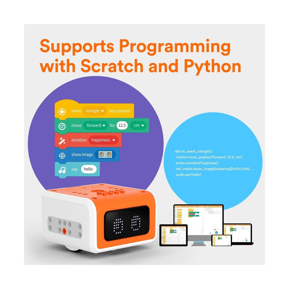 VinciBot Coding Robot for Kids 8-12, STEM Educational Toy, Scratch&Python Pro...