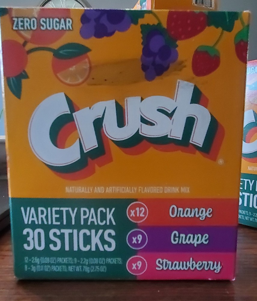 3 PACK- Variety Pack CRUSH- 30 Packets Per Box ZERO SUGAR Exp. 02/2027