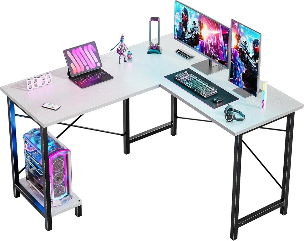 L Shaped Desk Gaming Computer Desks Corner Office Table W/ CPU Shelf Home Study