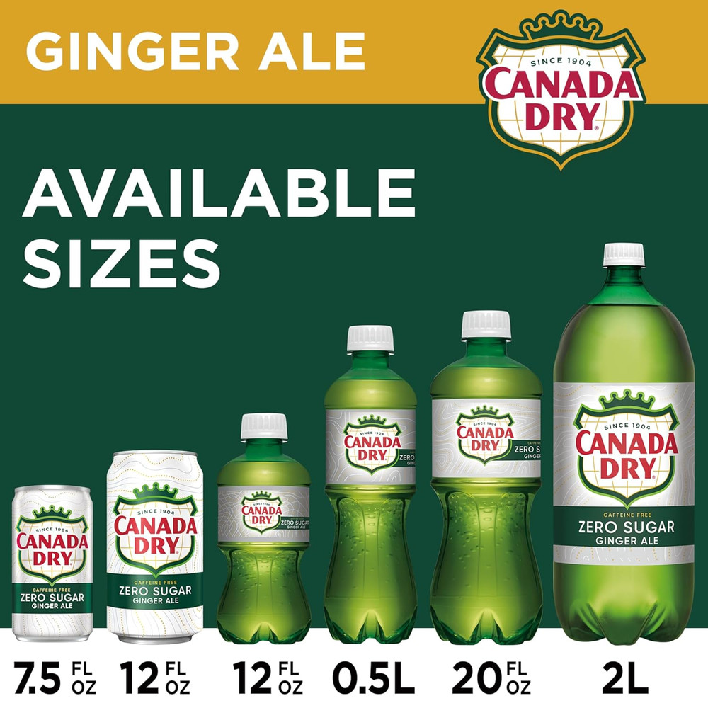 Zero Sugar Ginger Ale Soda, 12 Fl Oz Cans, 12 Pack